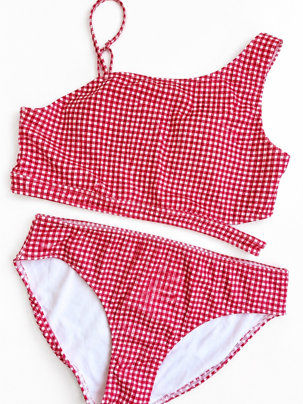 abercrombie kids Red Gingham One-Shoulder Bikini Set